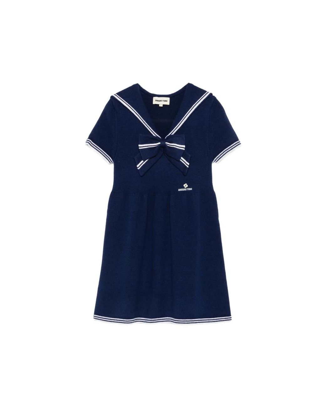 ShuShu/Tong Blue Bow-Detail Sailor-Collar Mini Dress