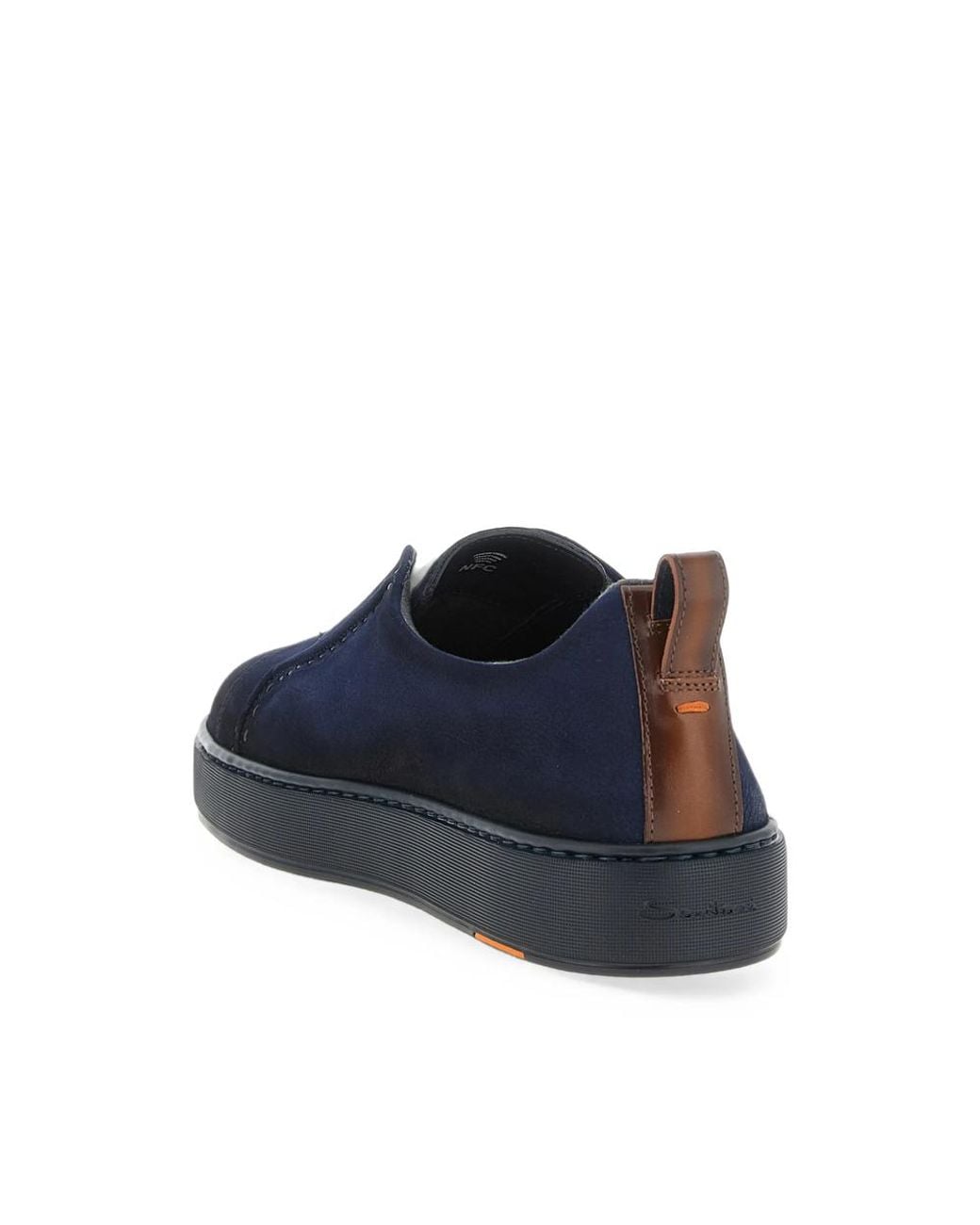 Santoni Blue Victory Leather Slip-On Sneakers for men