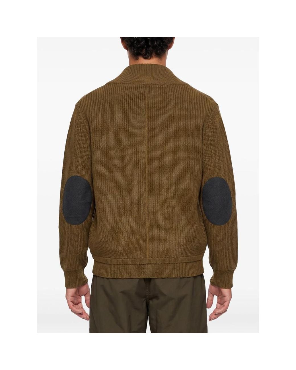 Entire studios Green Elbow-Patch V-Neck Sweater for men