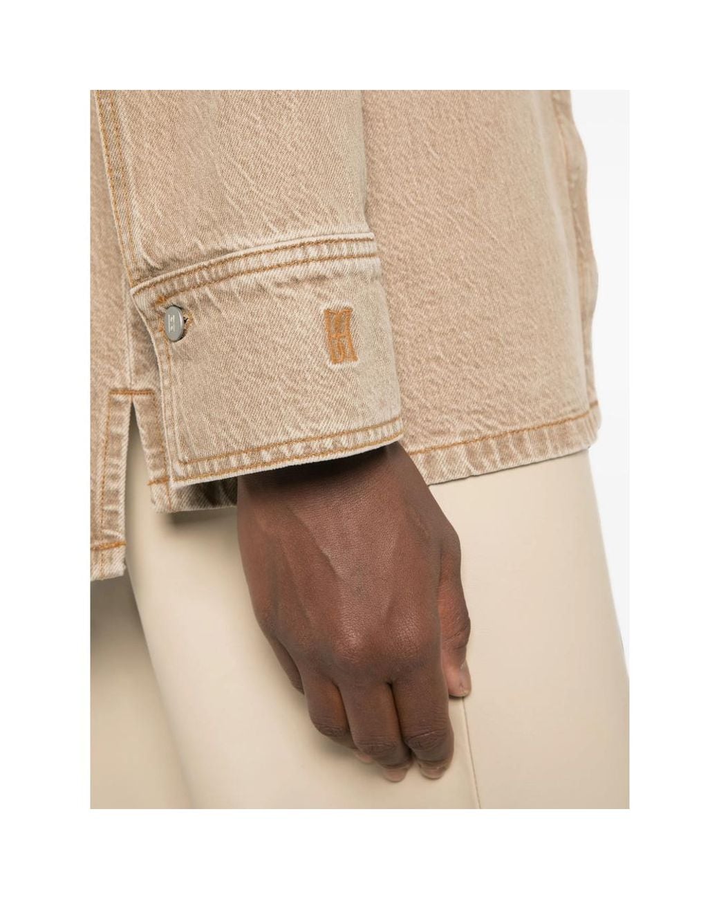 By Malene Birger Natural Logo-Embroidered Denim Shirt