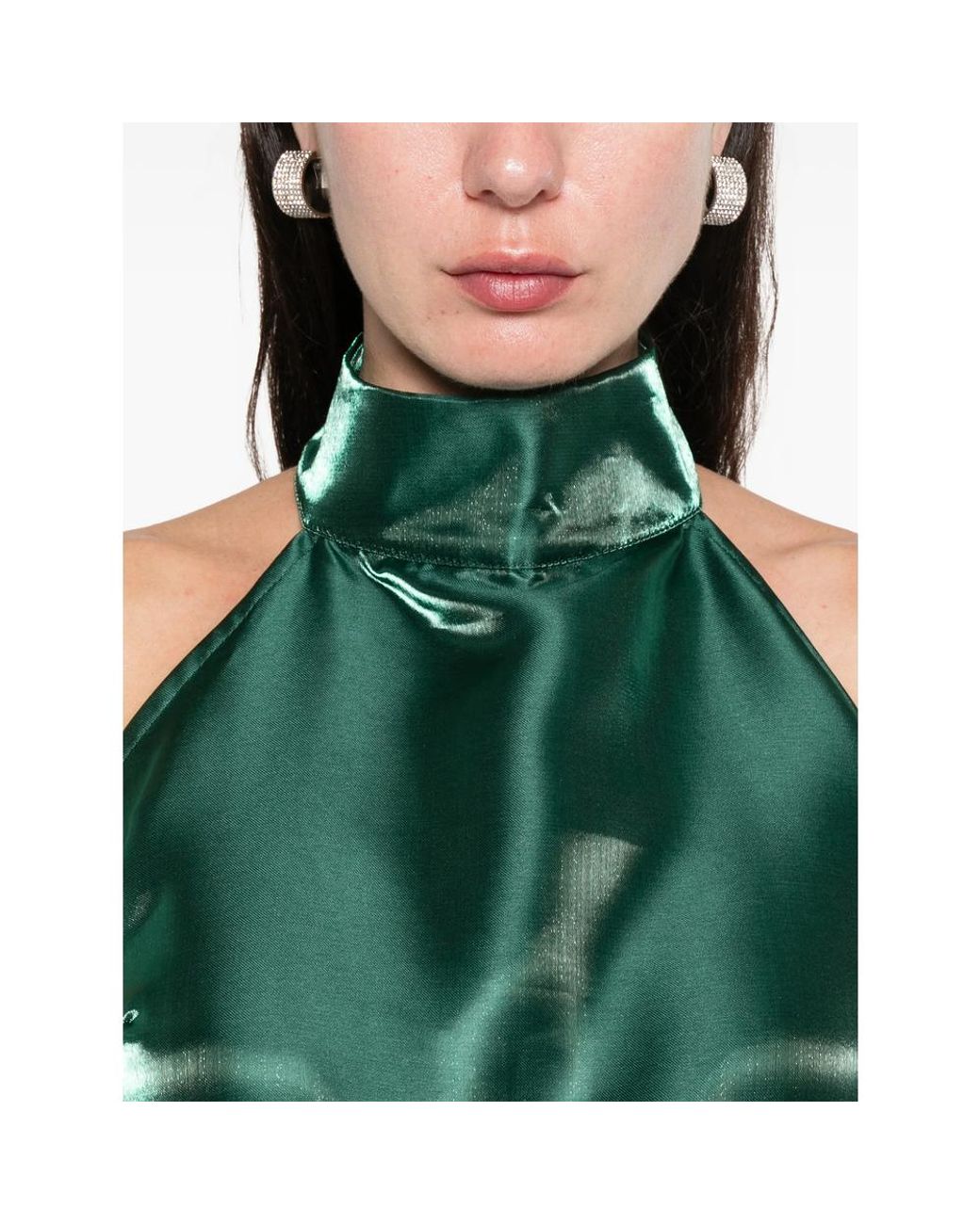 LIDEE Woman Green Primrose Hill Gown Pine Gloss Maxi Dress