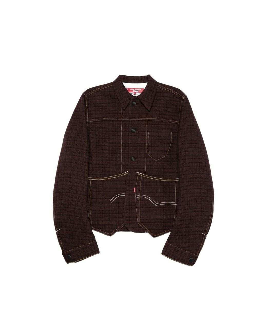 Junya Watanabe Brown X Levi's Check Contrast-Stitch Shirt Jacket for men