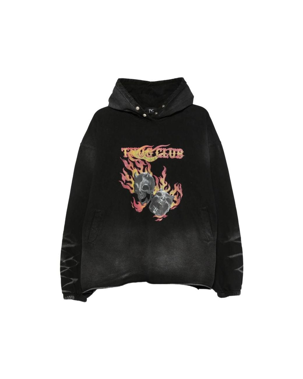 THUG CLUB Black Graphic-Print Drawstring Hoodie for men