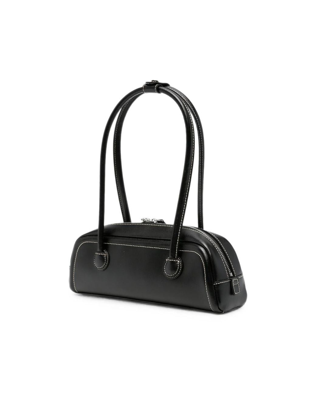 MARGE SHERWOOD Black Mini Contrast-Stitch Leather Shoulder Bag