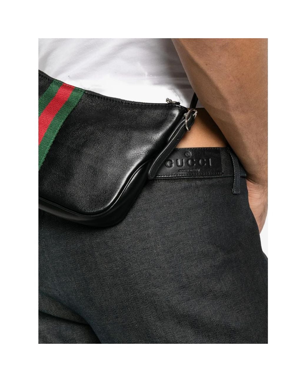 Gucci Black Logo-Patch Straight-Leg Jeand for men