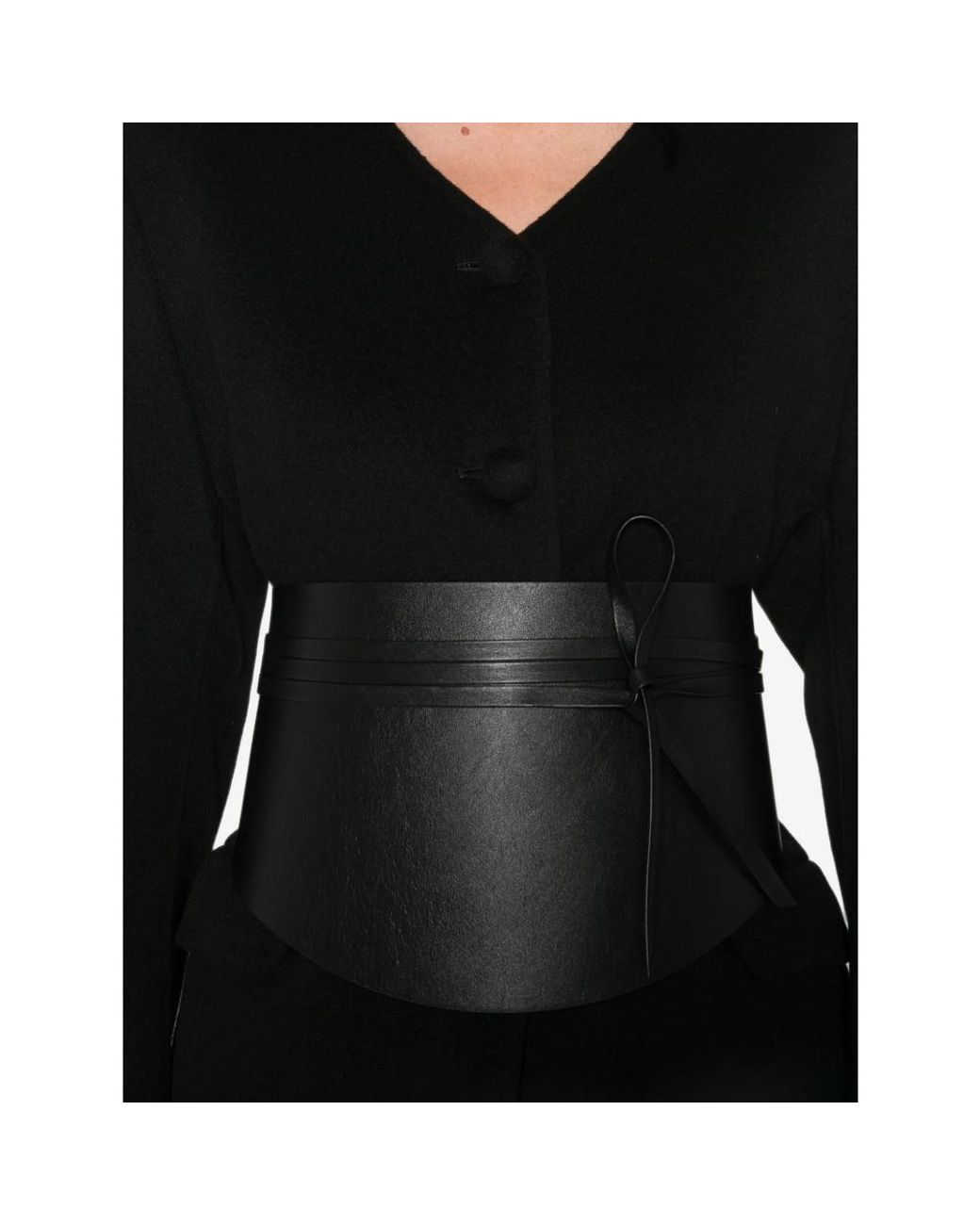 Lisa Yang Black V-Neck Single-Breasted Coat
