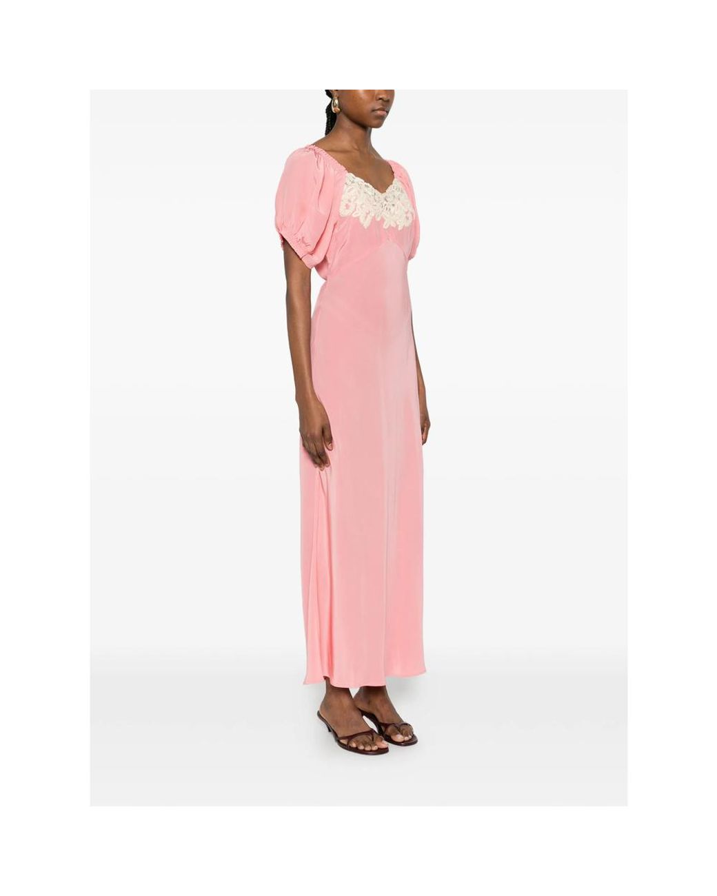 Rixo Pink Dress Ilaria Silk