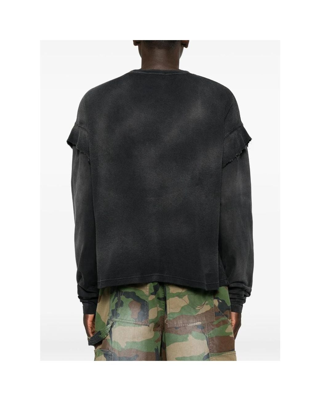 THUG CLUB Black Graphic-Print Layered-Sleeve Sweatshirt for men