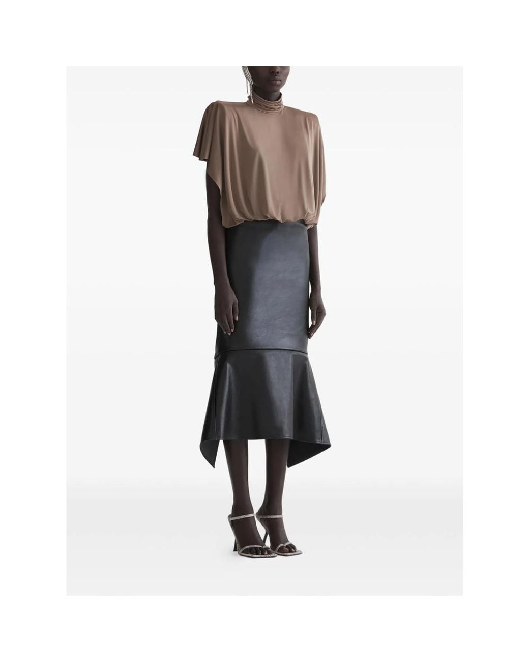 Mugler Brown Drapped Bodysuit