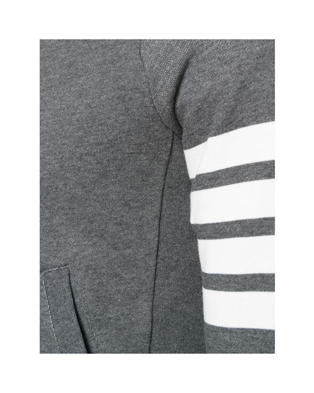 Thom Browne Gray Zip-Up Hoodie With Contrasting Stripes for men