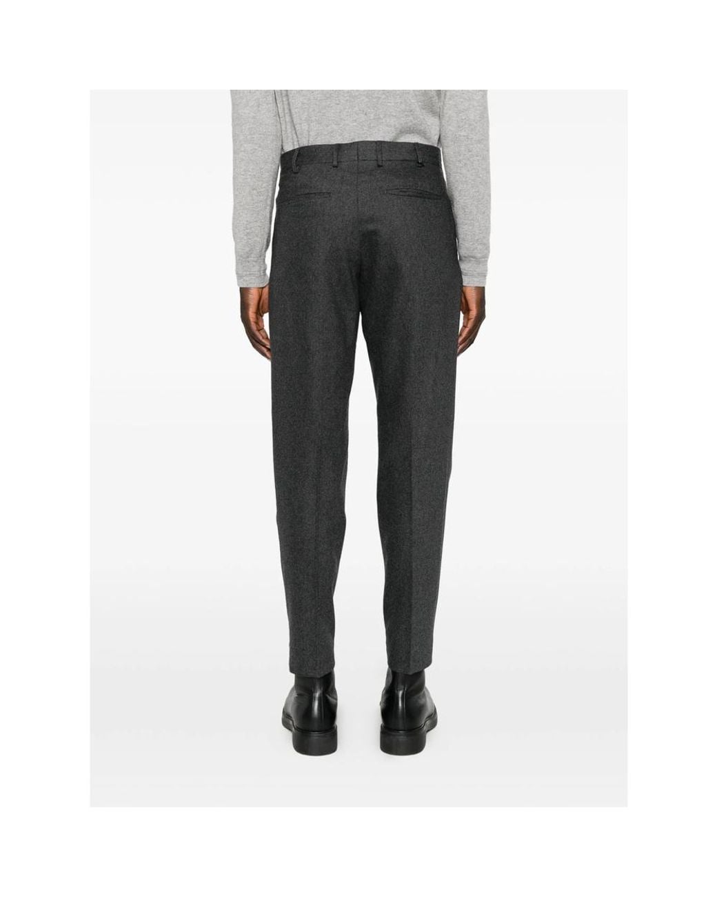PT Torino Gray Pressed-Crease Tailored Trousers for men