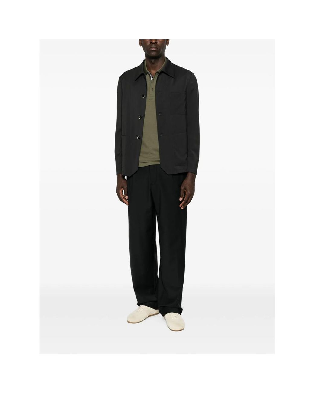 Myths Black Pleated-Front Straight-Leg Trousers for men