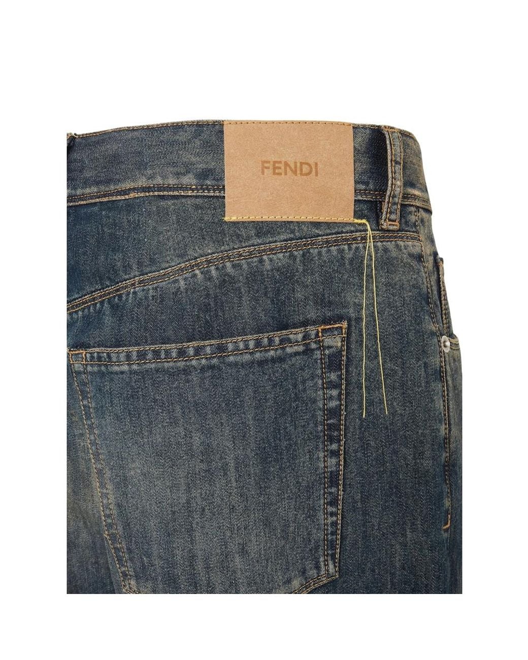 Fendi Blue Faded-Effect Jeans for men