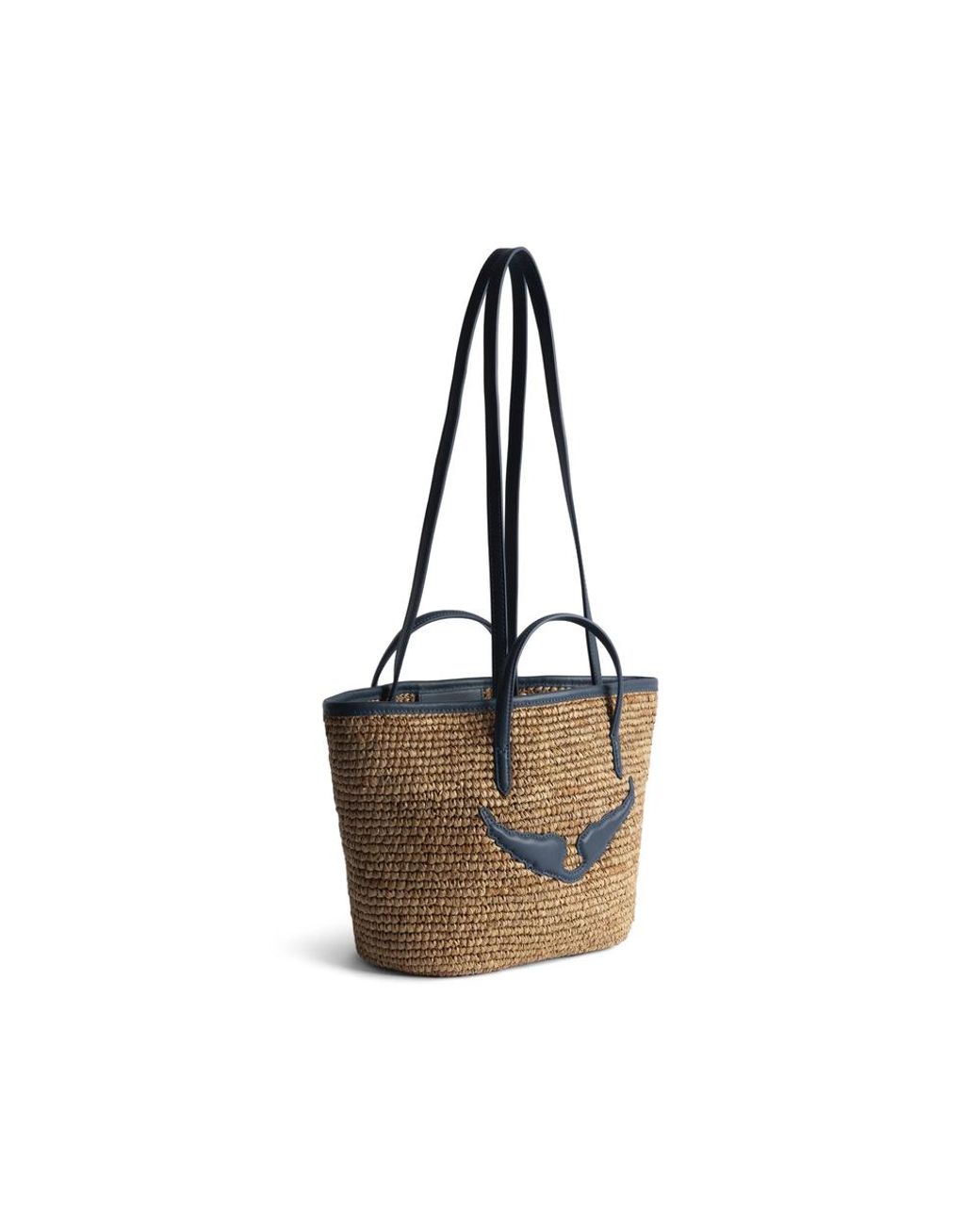 Zadig & Voltaire White Mini Wings Raffia Tote Bag