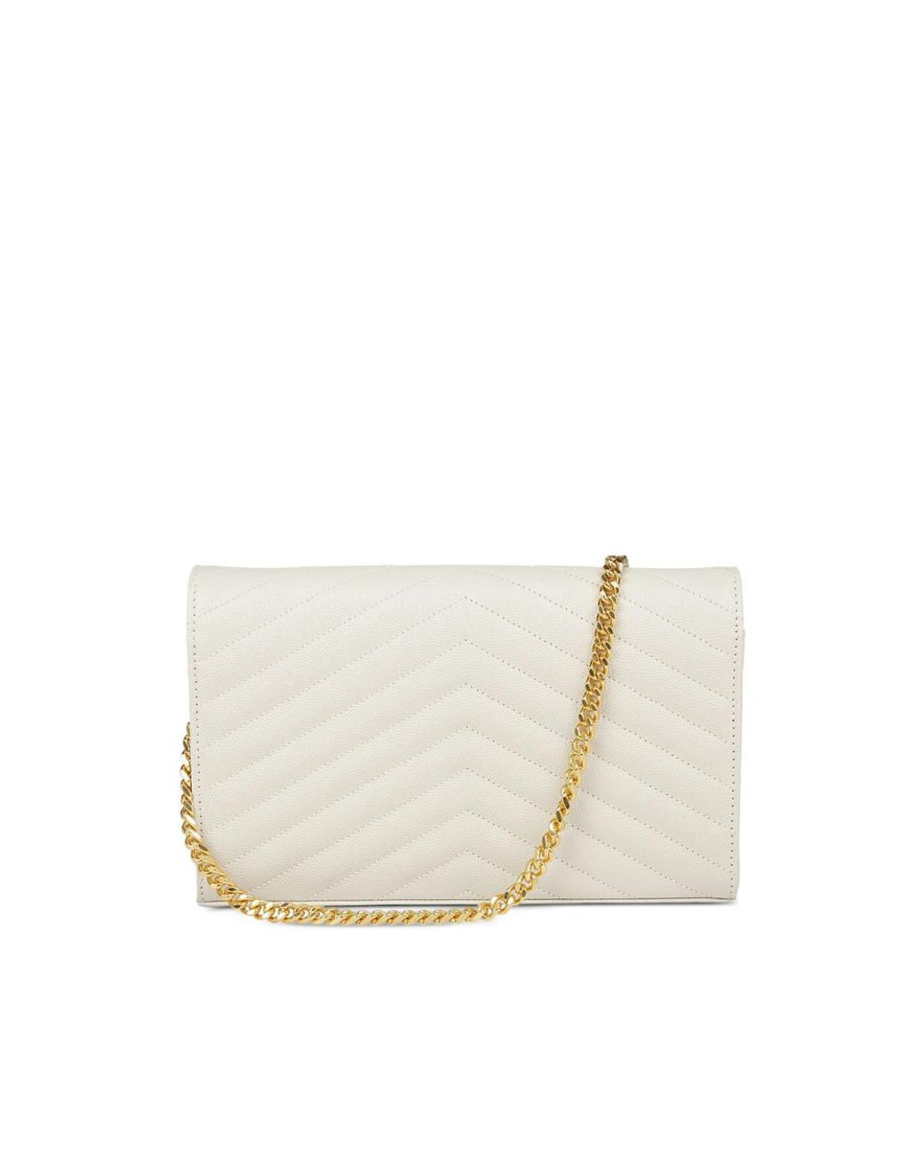 Saint Laurent White Cassandre-Plaque Clutch Bag