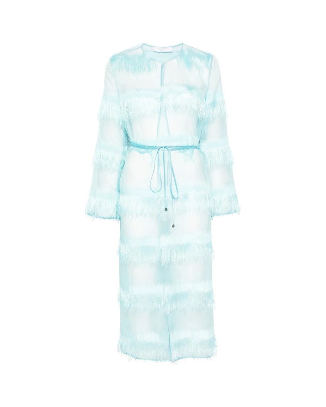 De Santis by Martin Alvarez Blue Fringe-Detailed Coat