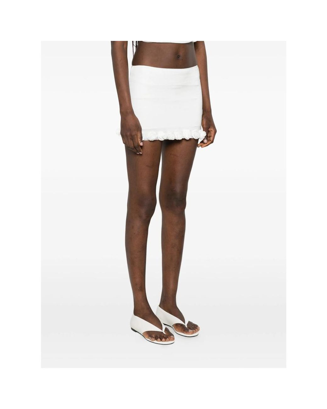 Oseree White Fitted Skirt