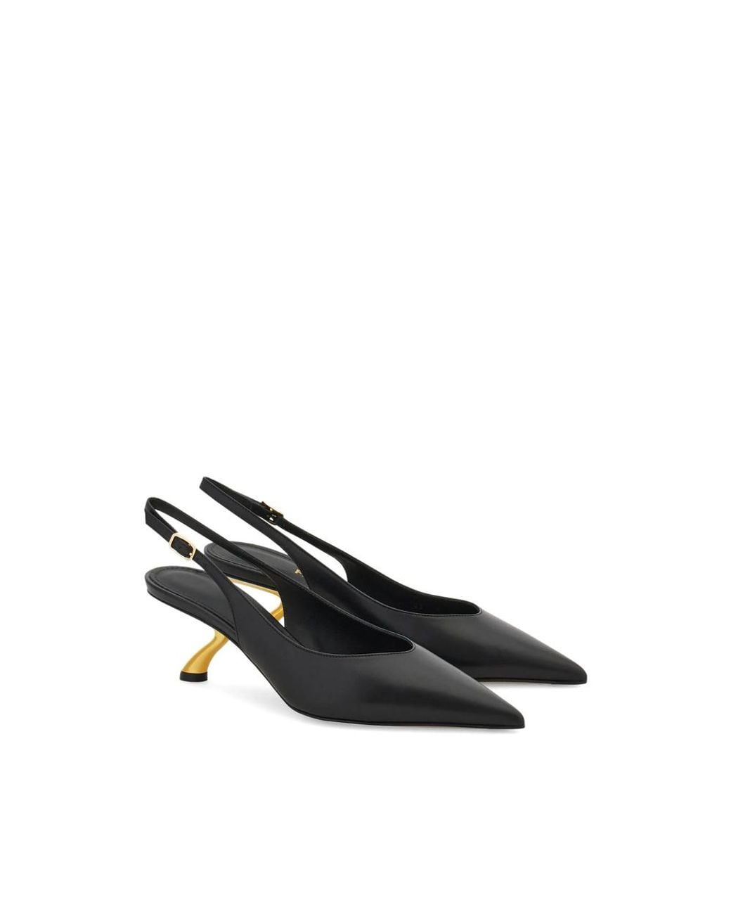 Ferragamo Black Slingback Shoes Pointed-Toe Leather