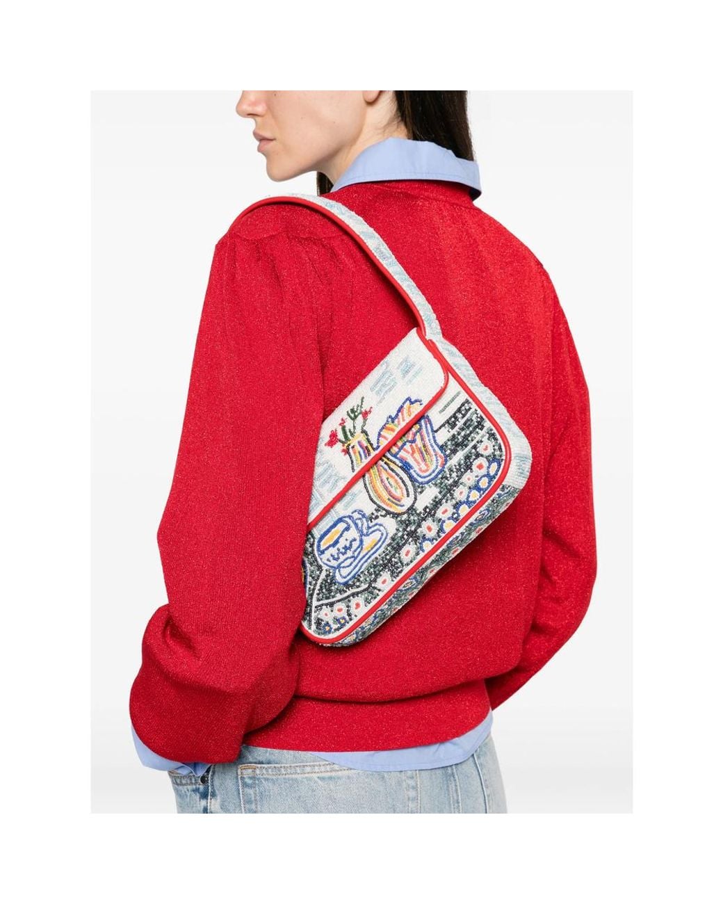 Staud Multicolor Tommy Bead-Embellished Shoulder Bag