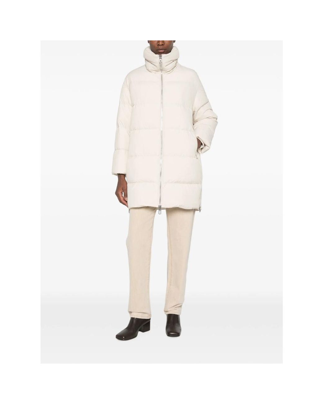 DUNO White Quilted High-Neck Coat