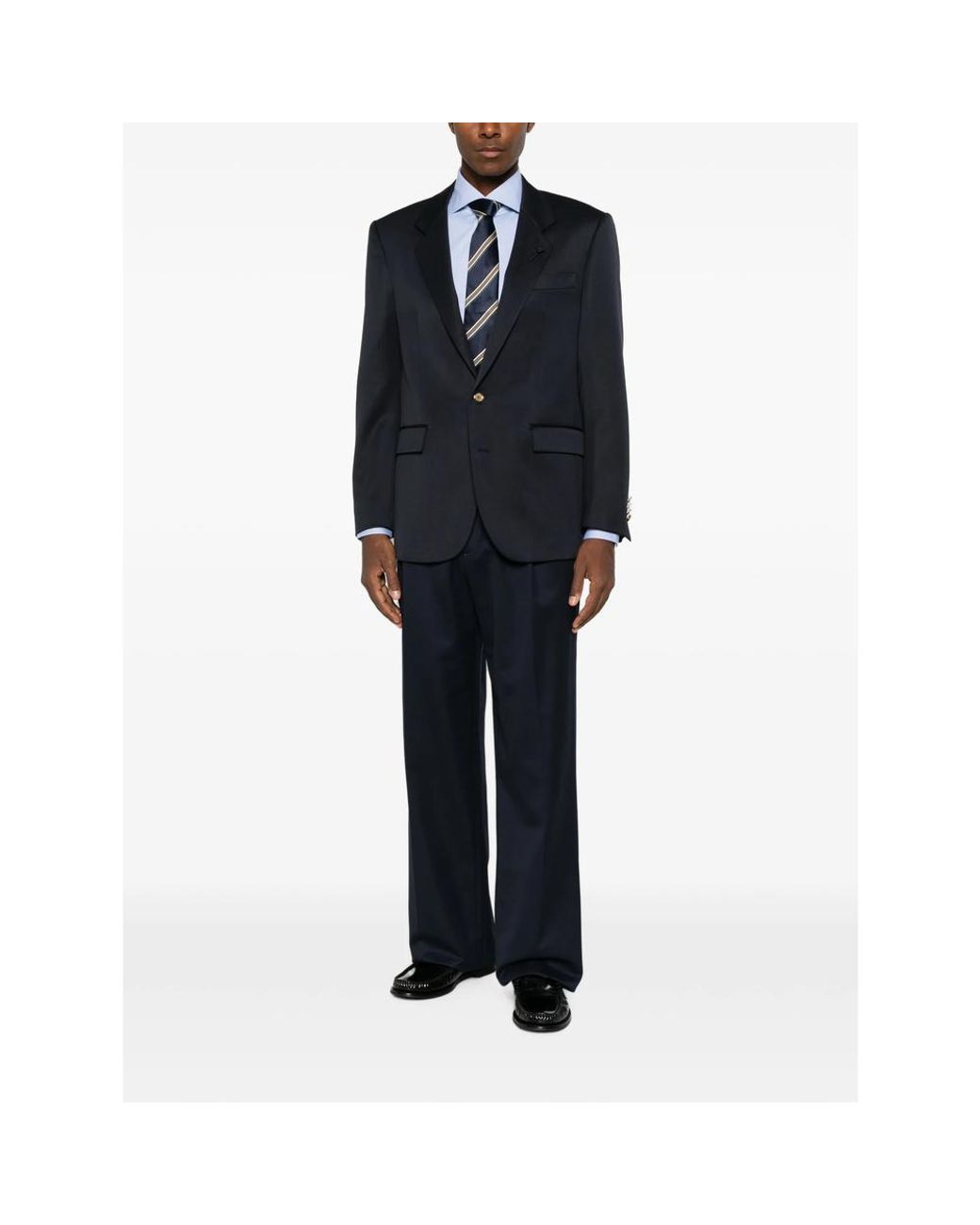 Lardini Blue Pleated Wide-Leg Trousers for men