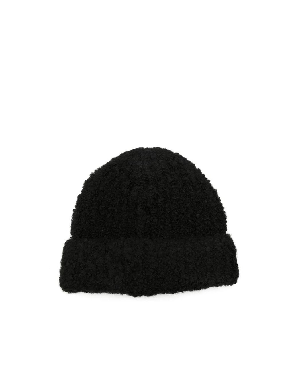 MM6 by Maison Margiela Black Bouclé-Knit Beanie Hat for men