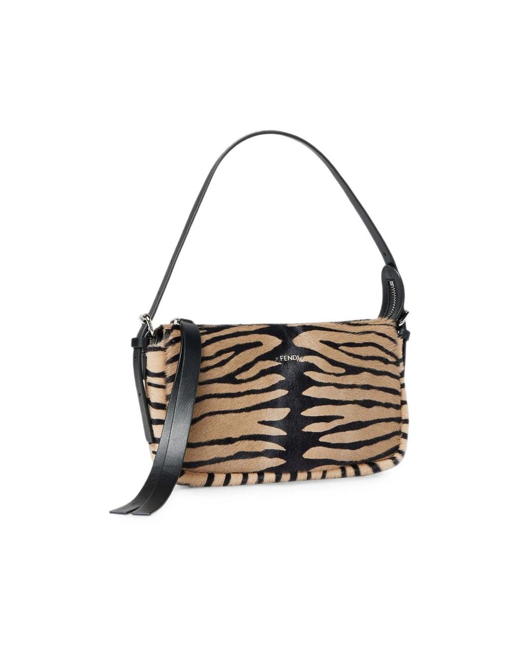 Fendi Multicolor Small Zip Tiger-Print Leather Shoulder Bag