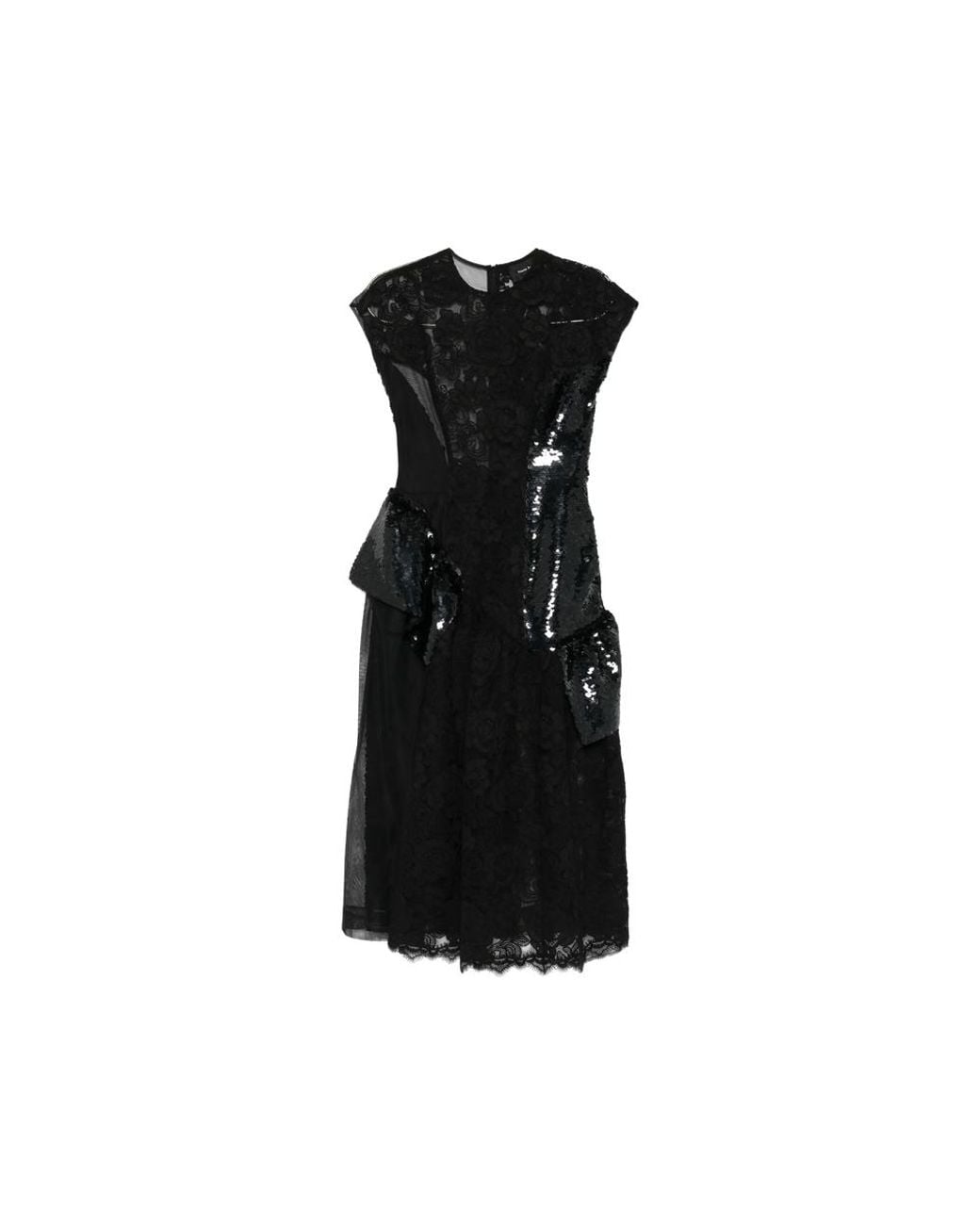 Simone Rocha Black Cap-Sleeve Midi Dress