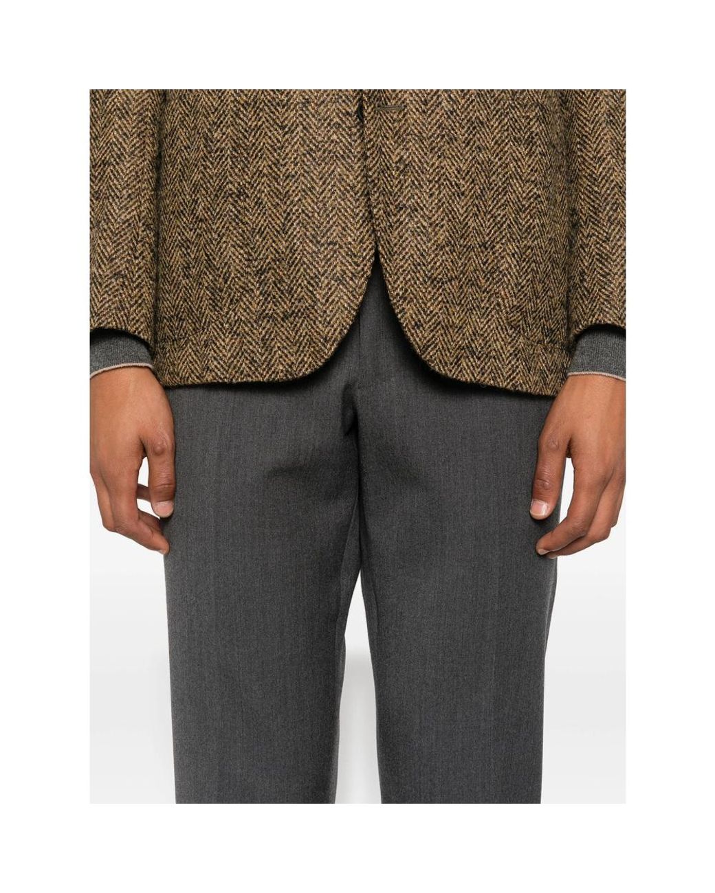 Rota Gray Pressed-Crease Tailored Trousers for men