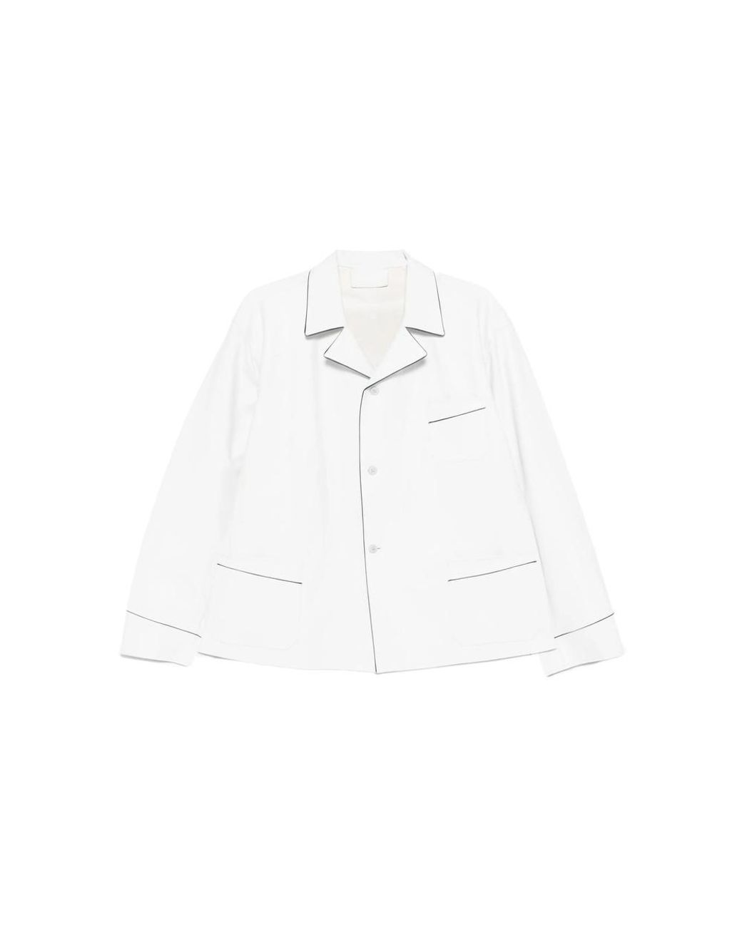 Prada White Piped-Trim Jacket