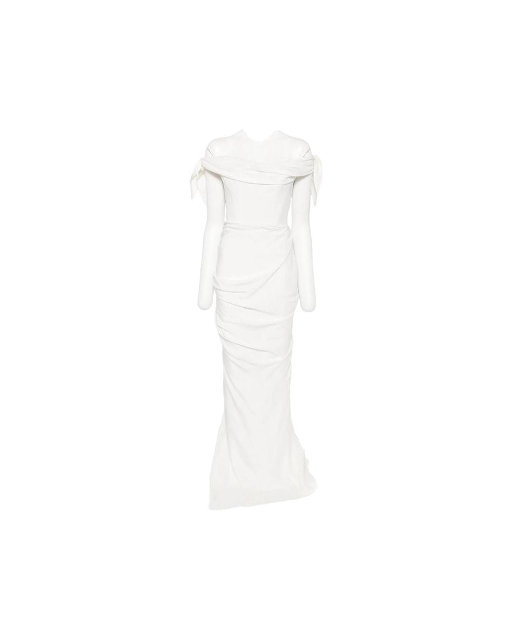 Cult Gaia White Off-Shoulder Draped Maxi Dress