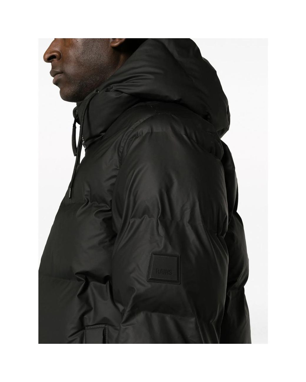 Rains Black Alta Hooded Quilted Jacket for men
