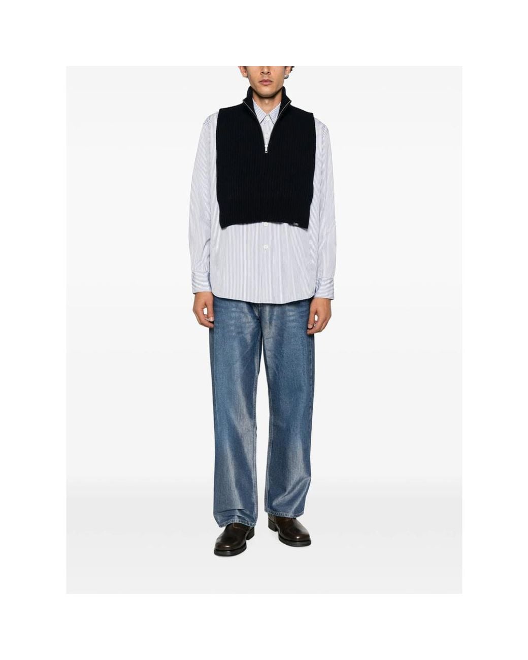 MM6 by Maison Margiela Black Ribbed-Knit Half-Zip Sweater for men