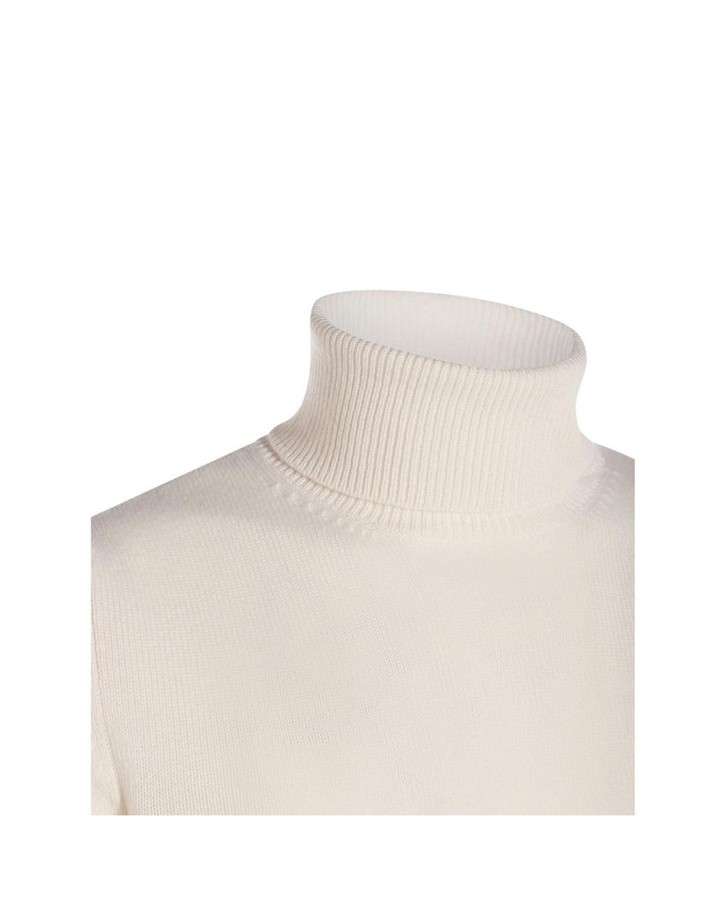 Malo White Turtleneck Ribbed-Hem Sweater for men