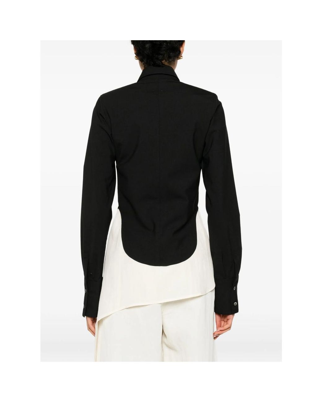 Covert Black Curved-Hem Shirt