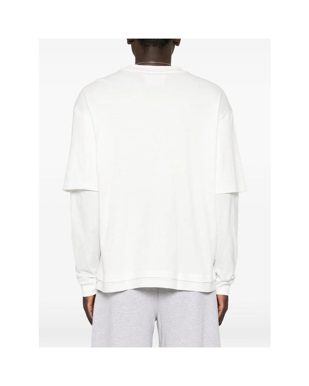 Woc White Layered-Sleeve Crew-Neck T-Shirt for men