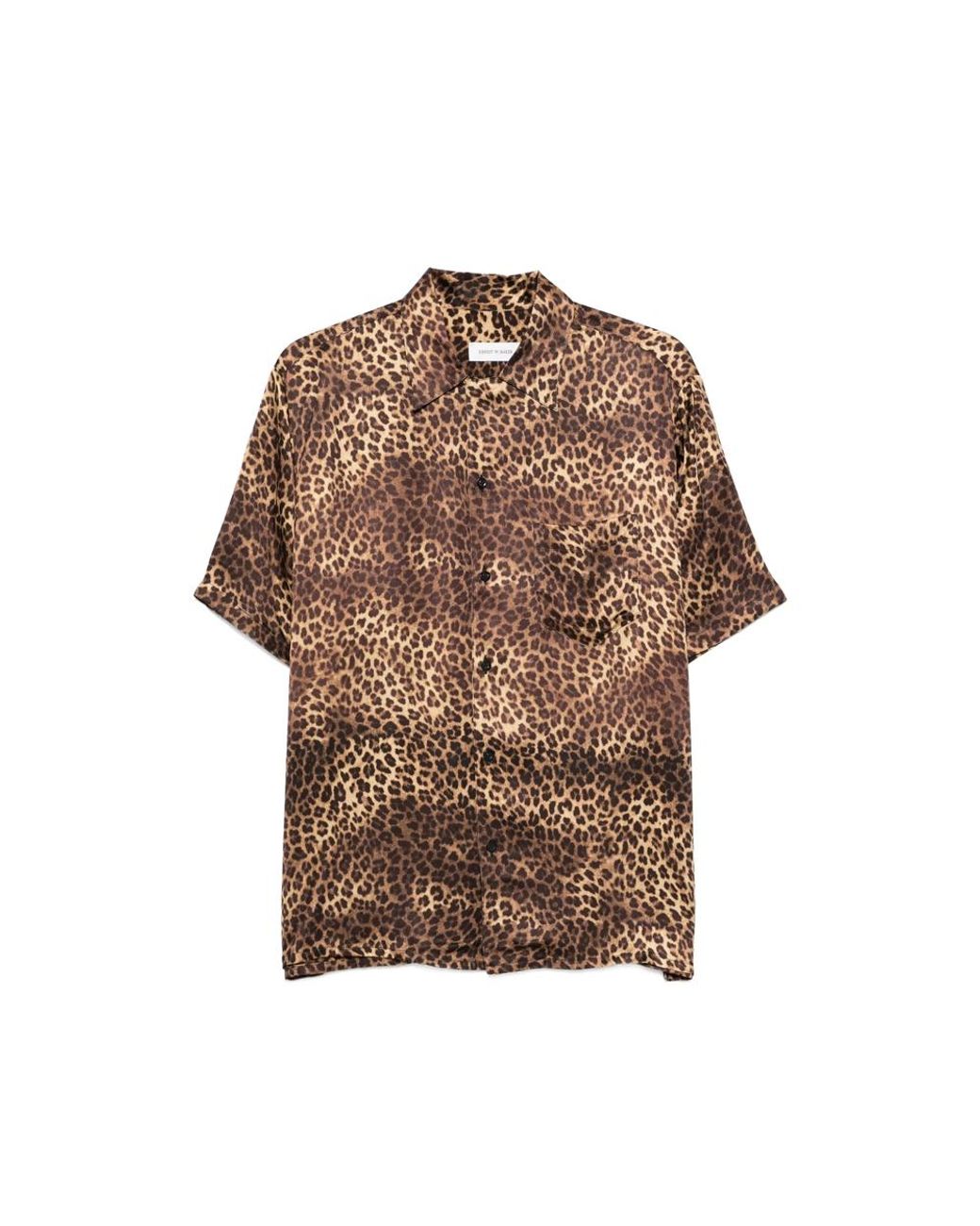 Ernest W. Baker Brown Animal-Print Short-Sleeve Shirt for men