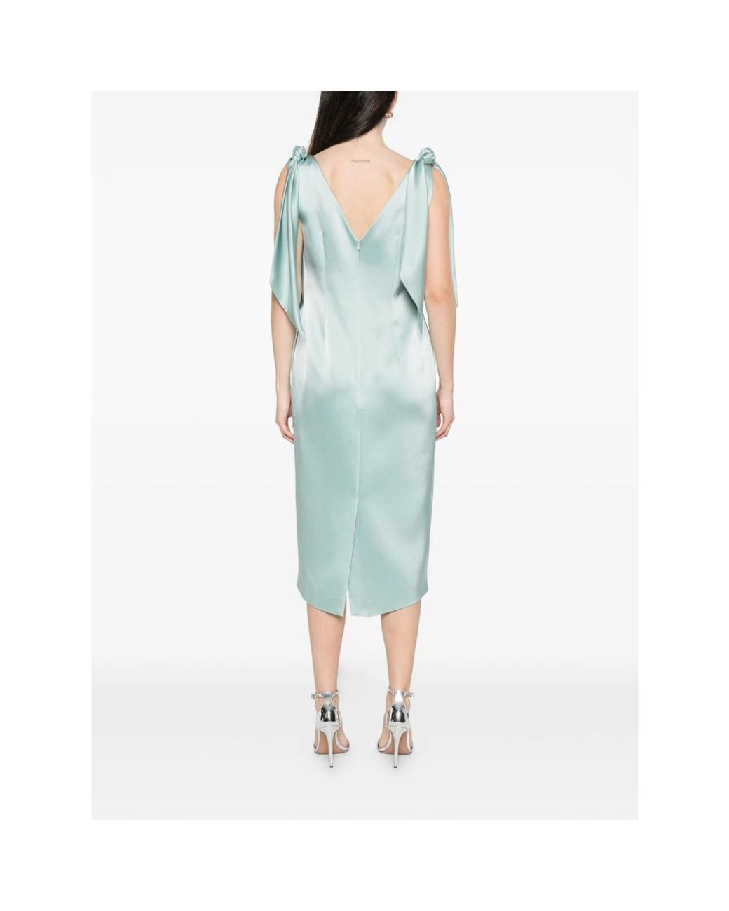 Fely Campo Blue Draped Midi Dress