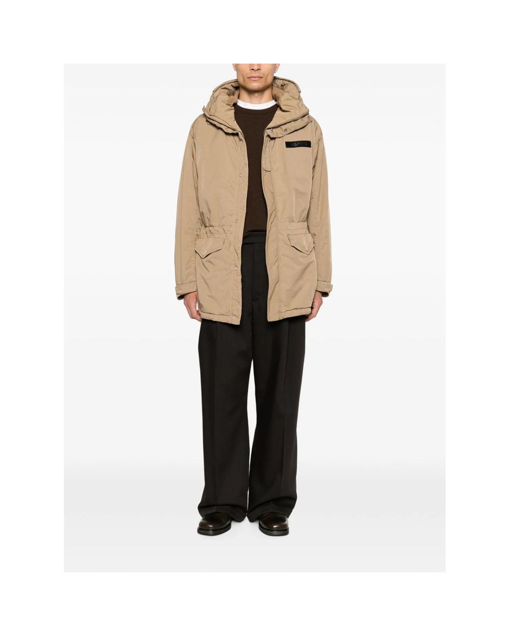 Aspesi Natural Hooded Logo-Patch Jacket for men