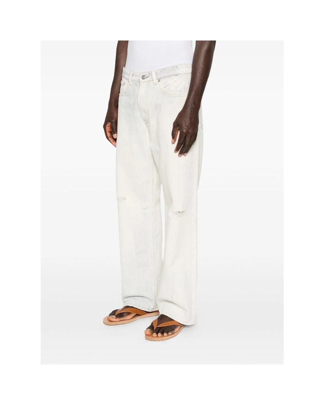 Our Legacy Natural Third Cut Wide-Leg Distressed Jeans for men