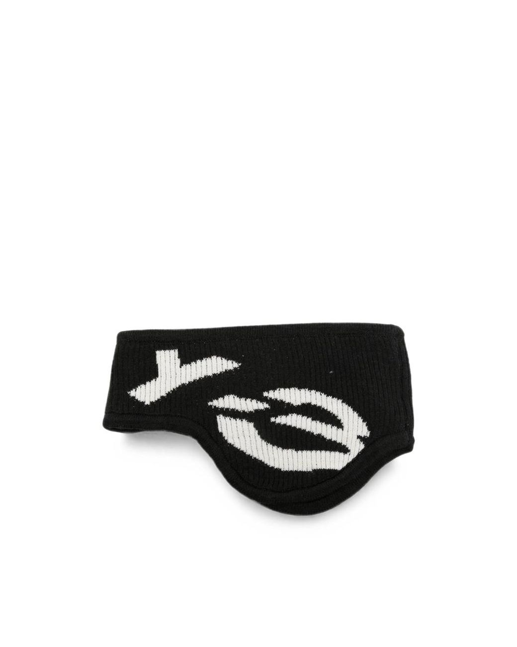 Y-3 Black X Yohji Yamamoto Logo-Intarsia Ribbed Headband for men
