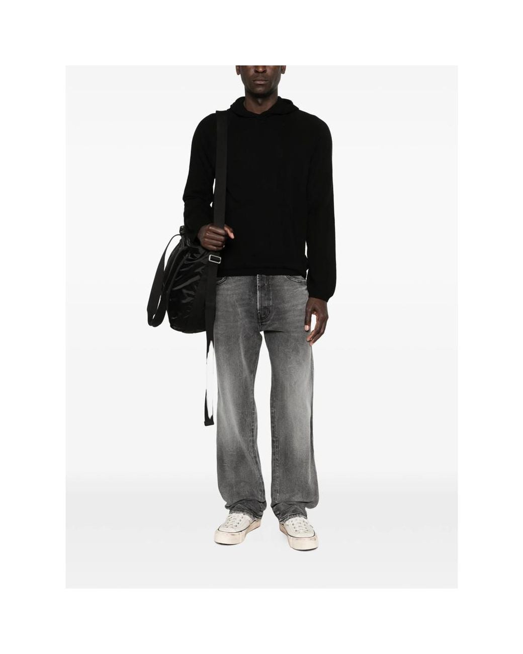 NUMERI 123456789 Gray Logo-Patch Jeans for men
