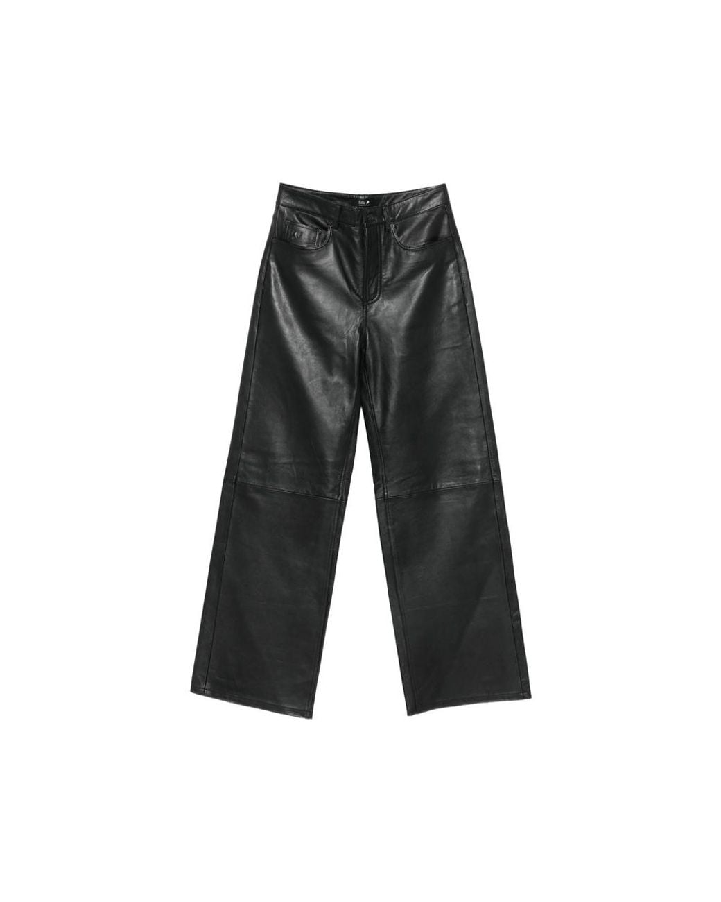 Lois Gray Leather Wide-Leg Trousers