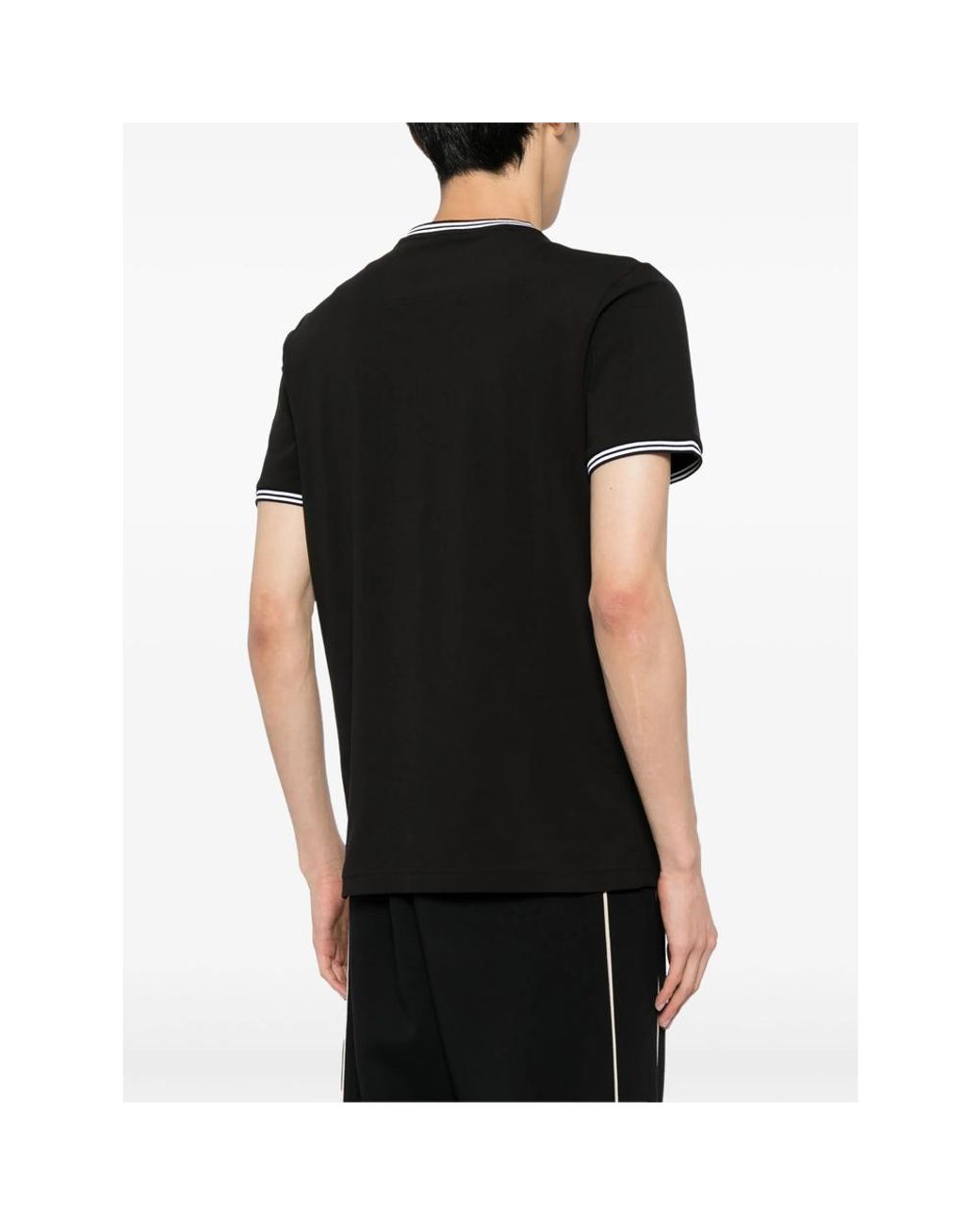 Boss Black Stretch-Cotton T-Shirt With Stripes And Logo for men