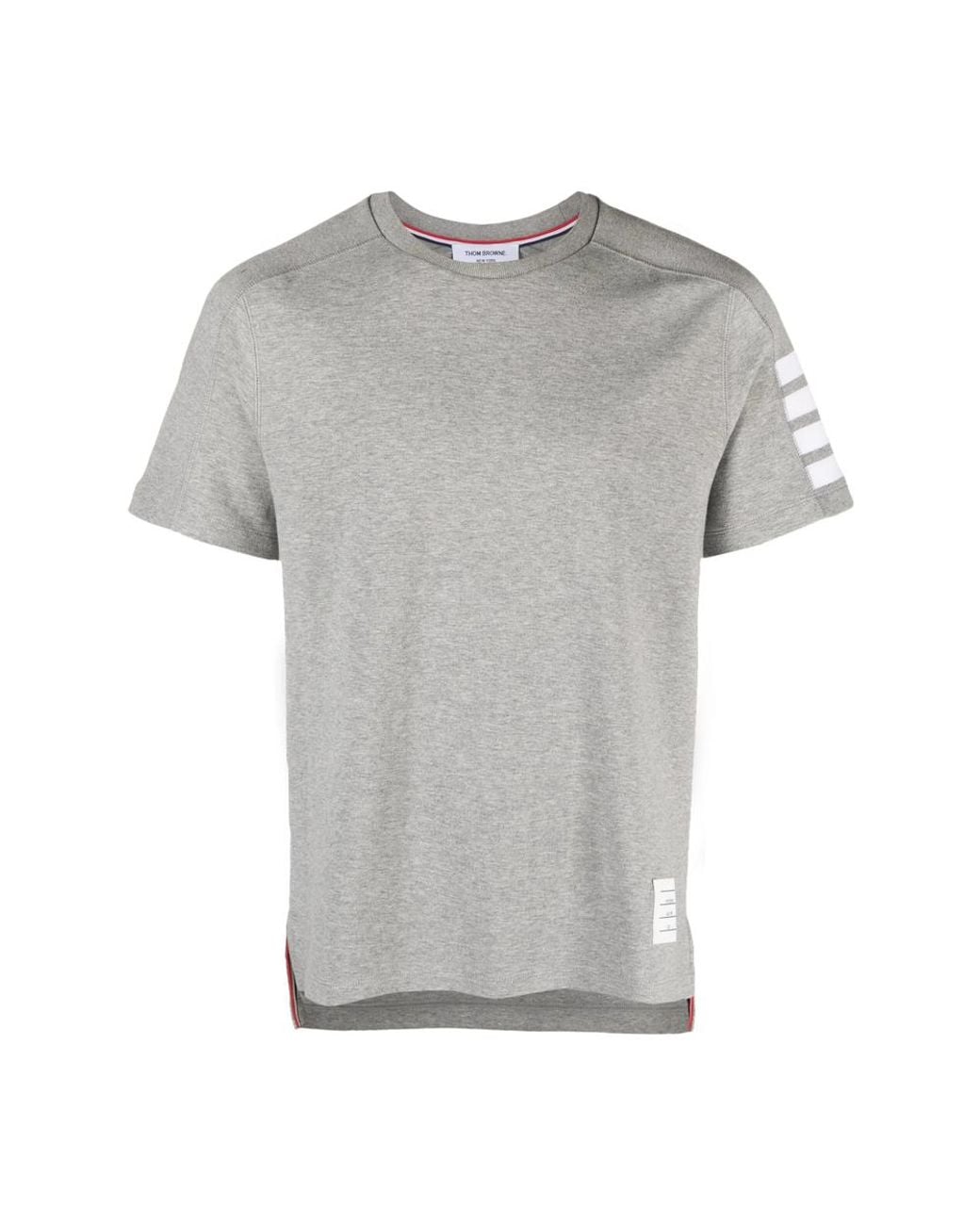 Thom Browne Gray Milano Cotton 4-Bar T-Shirt for men