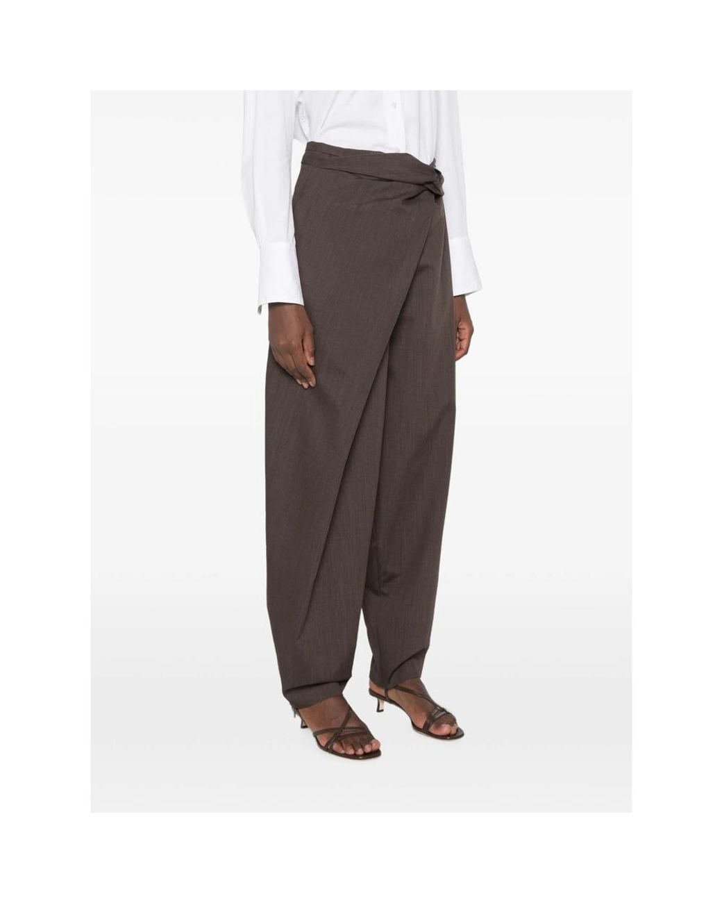 Rohe Brown Wrap-Style Twist-Detail Trousers