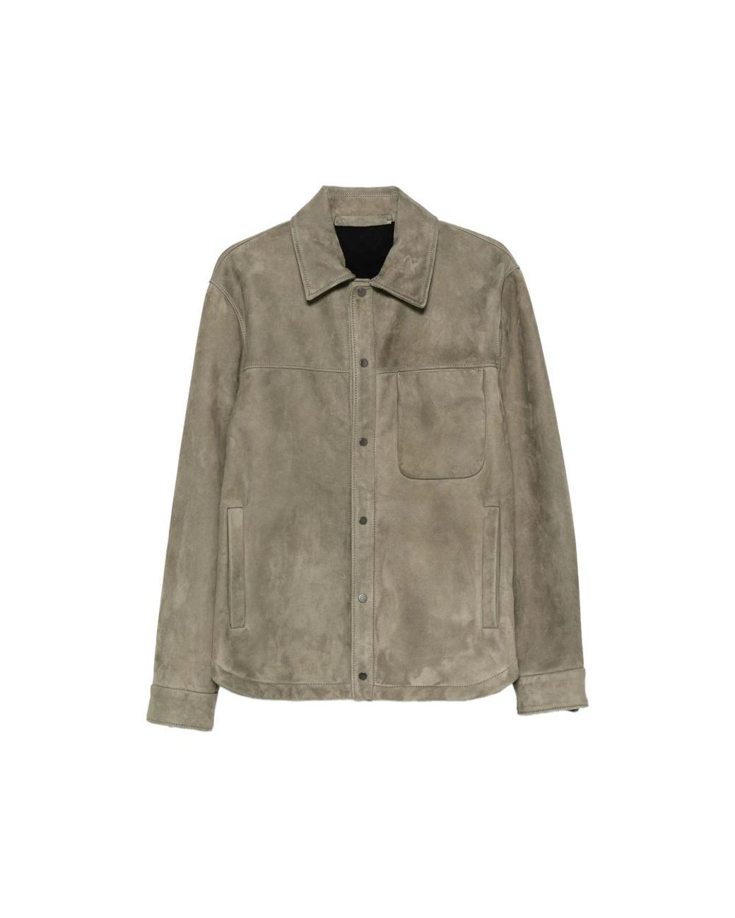 Salvatore Santoro Green Suede Press-Stud Jacket for men