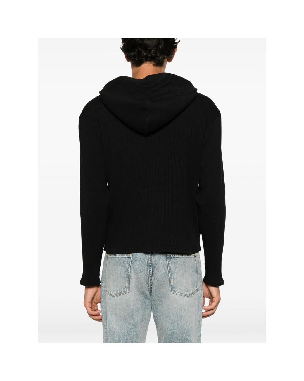 sunflower Black Ribbed-Knit Zip-Up Hoodie for men