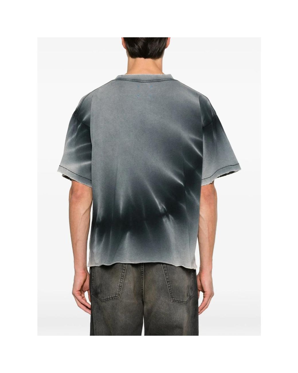 ERCOLE STUDIO Gray Graphic-Print Raw-Edge T-Shirt for men