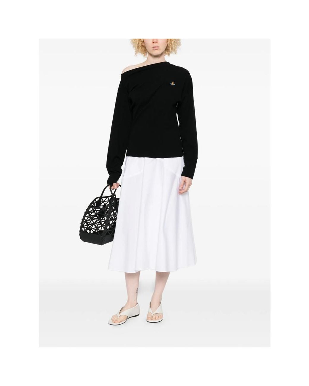 BITE STUDIOS White Zip-Fastening Midi Skirt